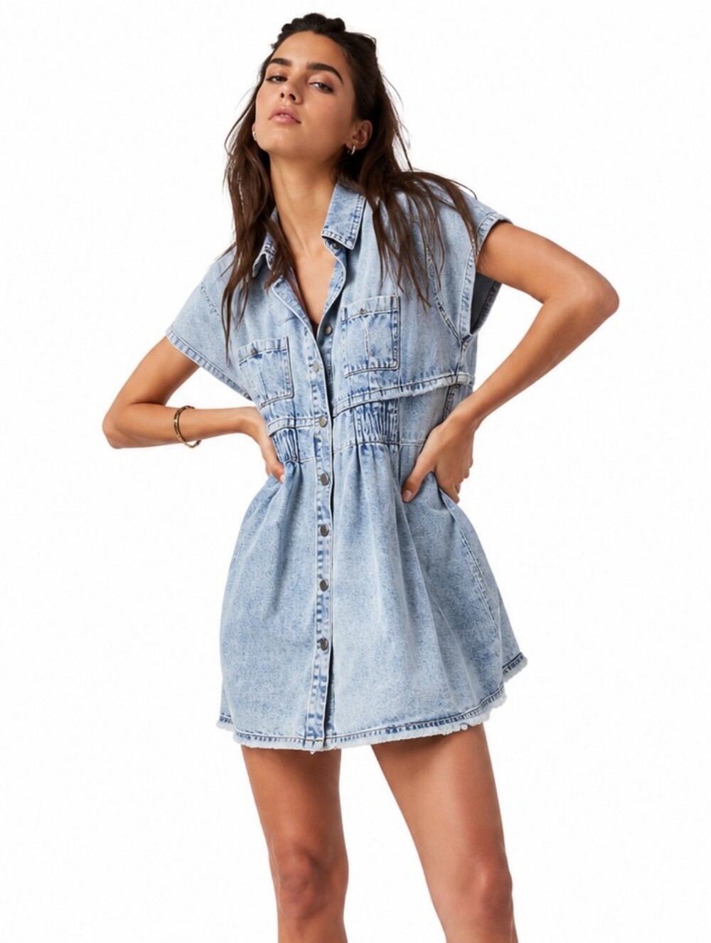 Free People Ronnie Denim Mini Dress / Tunic Top size XS